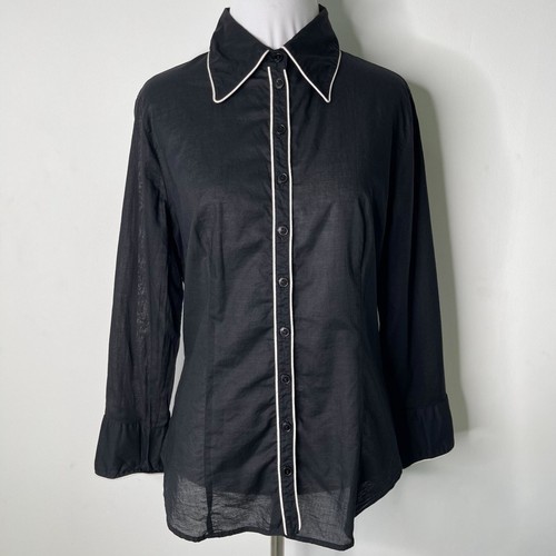 Anne Fontaine Women's Black Button Down Long Sleeve Blouse Size 42