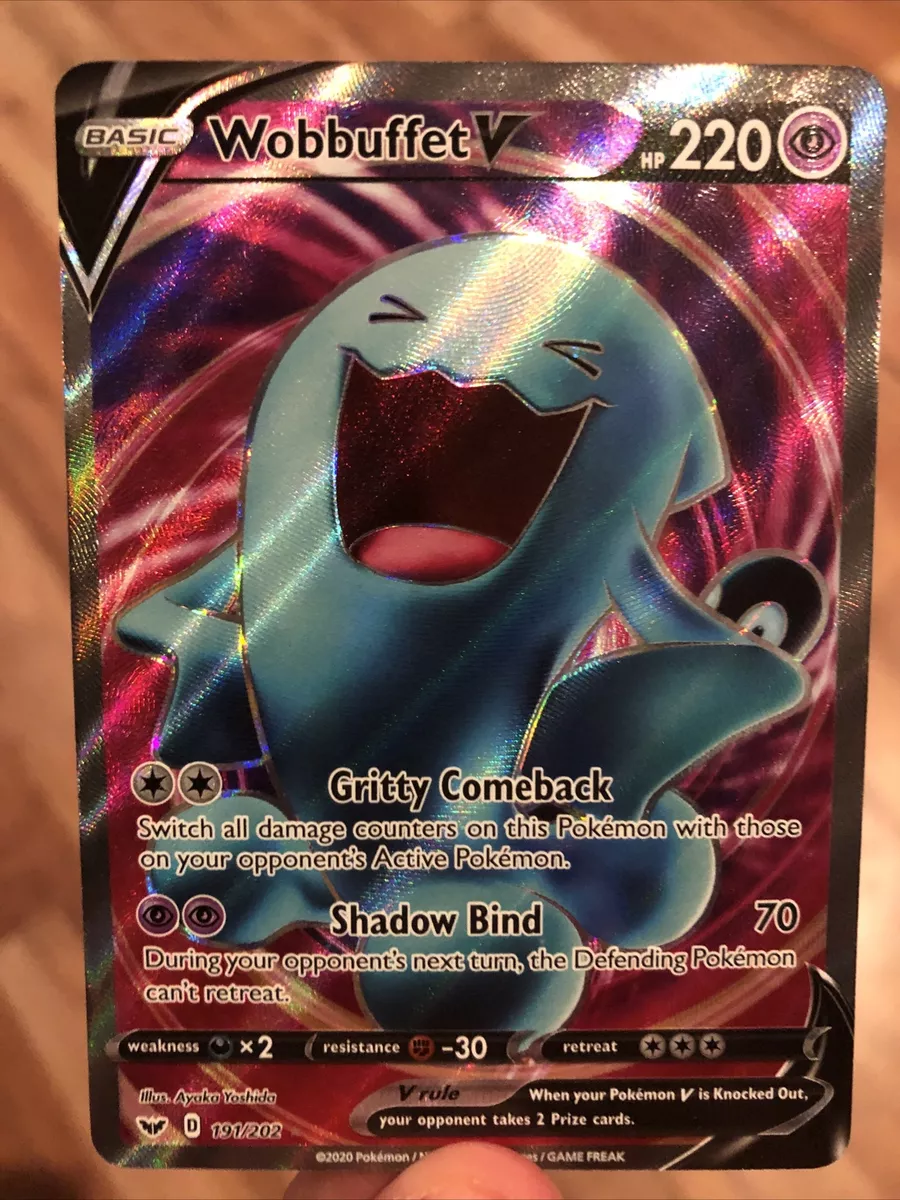 Pokemon Card - Sword & Shield 191/202 - WOBBUFFET V (Full Art) (ultra rare  holo) (Mint): : Sell TY Beanie Babies, Action Figures,  Barbies, Cards & Toys selling online