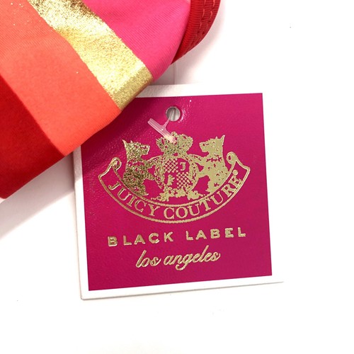 NWT Juicy Couture Black Label Girls 14 2-Pc Swimsuit Bikini Pink Stripe Cherry K - Picture 6 of 8