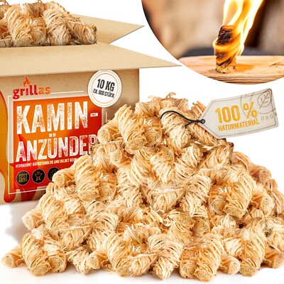 grillas  BIO Anzünder 10 kg Kaminanzünder Holzwolle Grillanzünder Feueranzünder