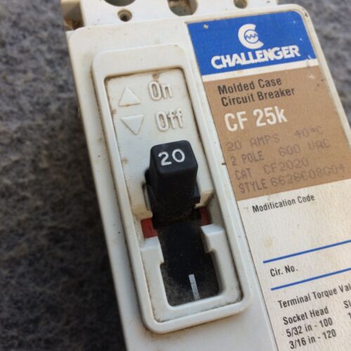 CHALLENGER CF2020 20AMP 600V 2P CIRCUIT BREAKER (Same Day Shipping) - Picture 5 of 13