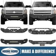 Hooke Road Steel Front Bumper w/ Winch Plate for 2007-2013 Chevy Silverado 1500
