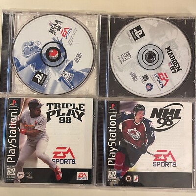 Playstation PS1 EASports 1997-98 Games Lot - Madden NFL, NHL, MLB, NCAA Football