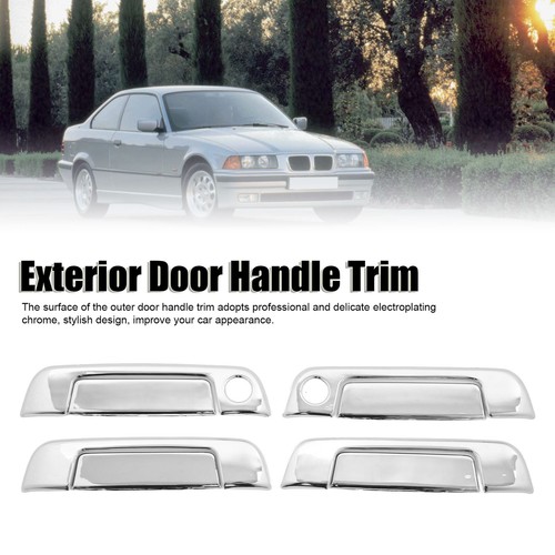 4 Sets Exterior Door Handle Cover ABS Chrome Weatherproof for E32 E34 E36 - Foto 8 di 12