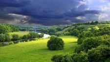 Landscape storm river nature trees sky clouds Custom Gaming Mat Desk