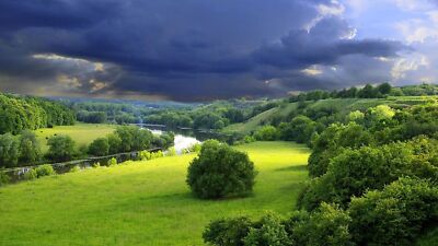 Landscape storm river nature trees sky clouds Custom Gaming Mat Desk