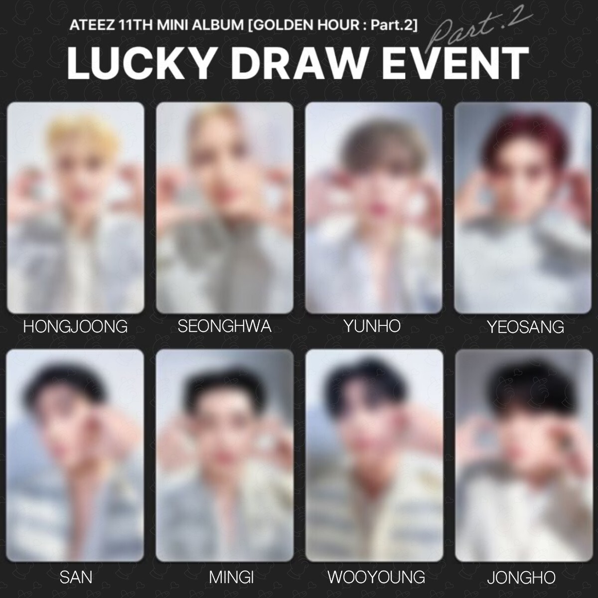 サン ウヨン ATEEZ GOLDEN HOUR 2 MAKESTAR特典　4枚 ATEEZ - Golden Hour pt.2 (MAKESTAR LUCKYDRAW – SOOJIB
