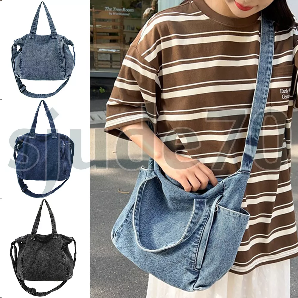 公式通販 - 人気アイテム多数 Denim Black Women's Crossbody Handbags Shoulder Jean Bag バッグ