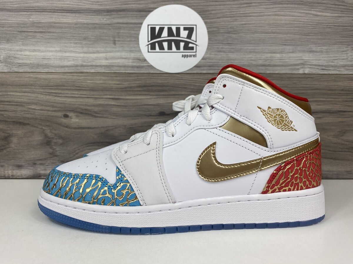 Nike Air Jordan 1 Mid UNC to Chicago White Metallic Gold GS Nike Air Jordan 1 Mid UNC to Chicago White Metallic Gold GS