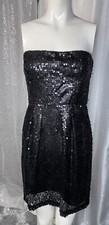 NEW BCBGMaxazria Dress Size 4 Black Sequined Sheath Strapless Above Knee NWT