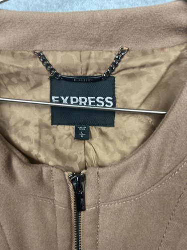 Y2K 90S Express Moto Jacket Womens L Minimalist Simple Natural Casual - Picture 4 of 13