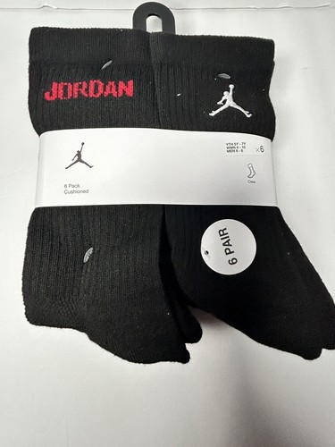 NIKE JORDAN Crew pack of 6 pairs socks size M ALL BLACK - Picture 3 of 9