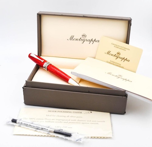 Montegrappa 1912 Kugelschreiber Rollerball Ballpoint Pen 1912 Rot marmoriert - Picture 2 of 7