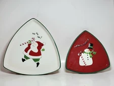 Set of 2 Flitz & Floyd Holiday Dishes Santa Snowman CUTE!
