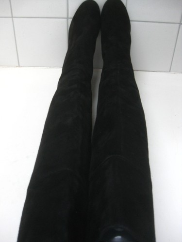 MINT VELVET BOOTS over knee 3 36 thigh high heels black suede leather rock chick - Bild 16 von 18