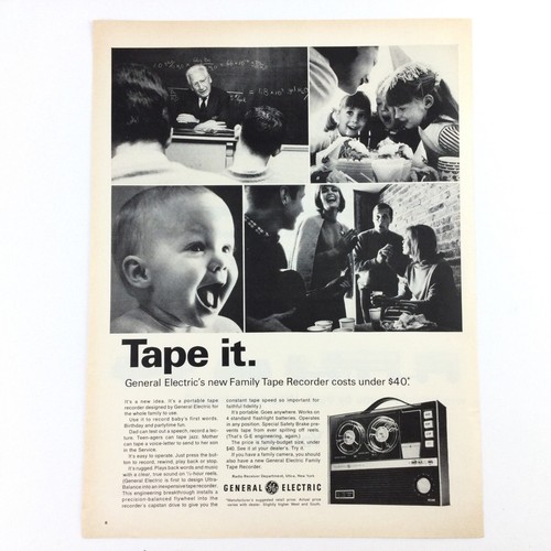 GE Family Tonbandgerät VINTAGE PRINT AD 1965 General Electric Audio Sound Baby - Bild 1 von 2