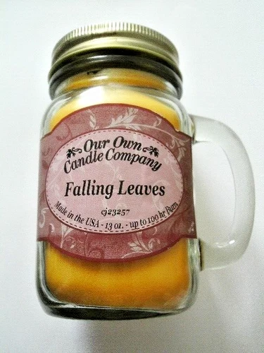 Our Own Candle Company Large Mason Jar FALLING LEAVES crisp autumnal brightness