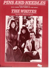 THE WHITES "PINS AND NEEDLES" SHEET MUSIC-PIANO/VOCAL/GUITAR/CHORDS-1984-NEW 