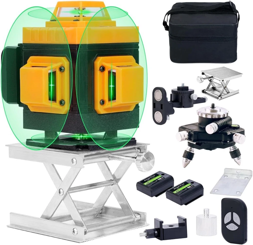 Self-Leveling 4x360° Green Laser Level with Cross Line for 100ft DIY Projects