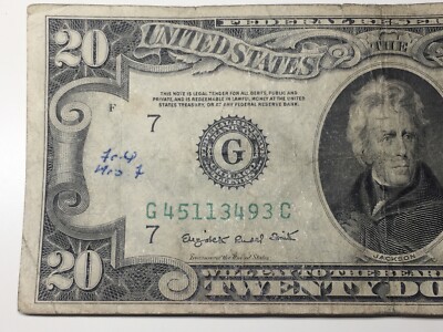 1950 C $20 Twenty Dollar Bill Federal Reserve Note Chicago IL
