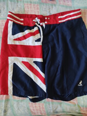 Kangol british uk flag board swim surf beach trunks shorts medium preowned