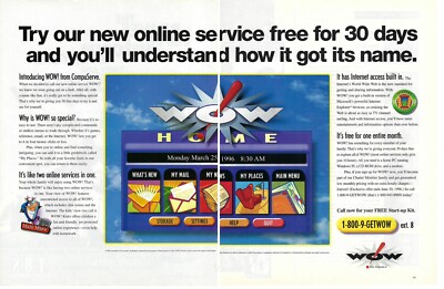 1996 CompuServe Wow Home Computer Online Service Internet Vtg Print Ad/Poster