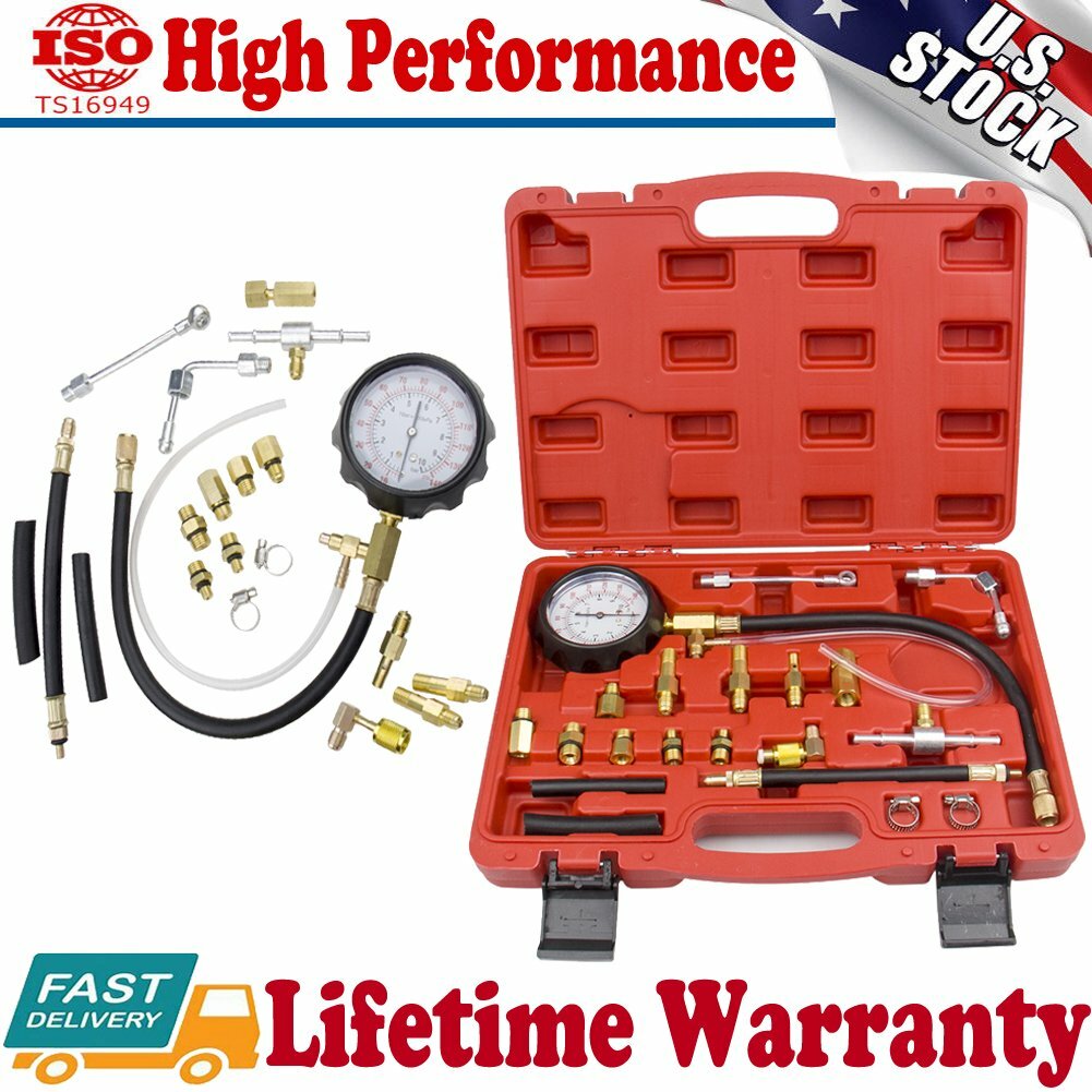 Auto Fuel Pressure Tester Fuel Injection Gas Gasoline Pressure Gauge Kit Tools eBay
