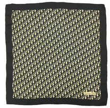 Vintage CHRISTIAN DIOR Navy Trotter Monogram 100 Silk Scarf 34" 85 cm Italy