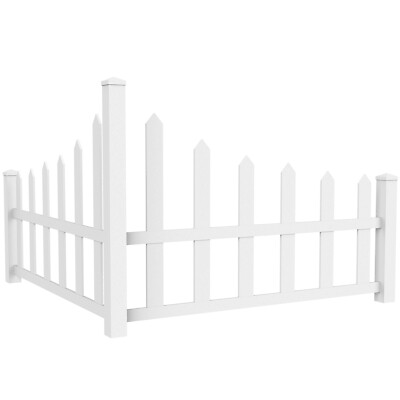 #ad #ad White Vinyl Corner Picket Fence Panels Garden for Yard Lawn Accent Enclosure $90.99