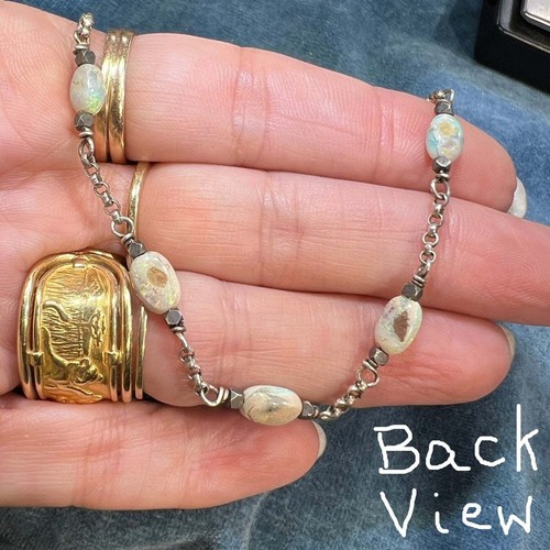 Collana catena stazione opale australiano. Argento 925 *Video* - Foto 3 di 12