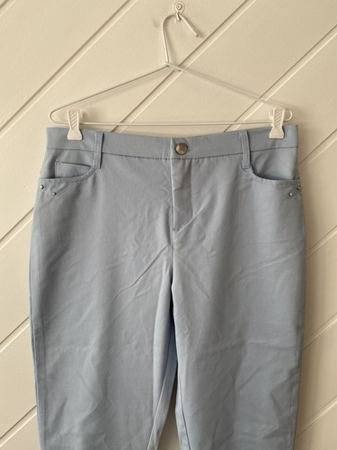 W Lane - BWNT - Ladies Powder Blue Stud Crop Pants - Size 12. - Picture 2 of 11