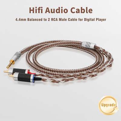16Core Silver Plated Headphone Cable 3.5mm/4.4mm/6.35mm/4Pin Male to 2RCA Plug~~