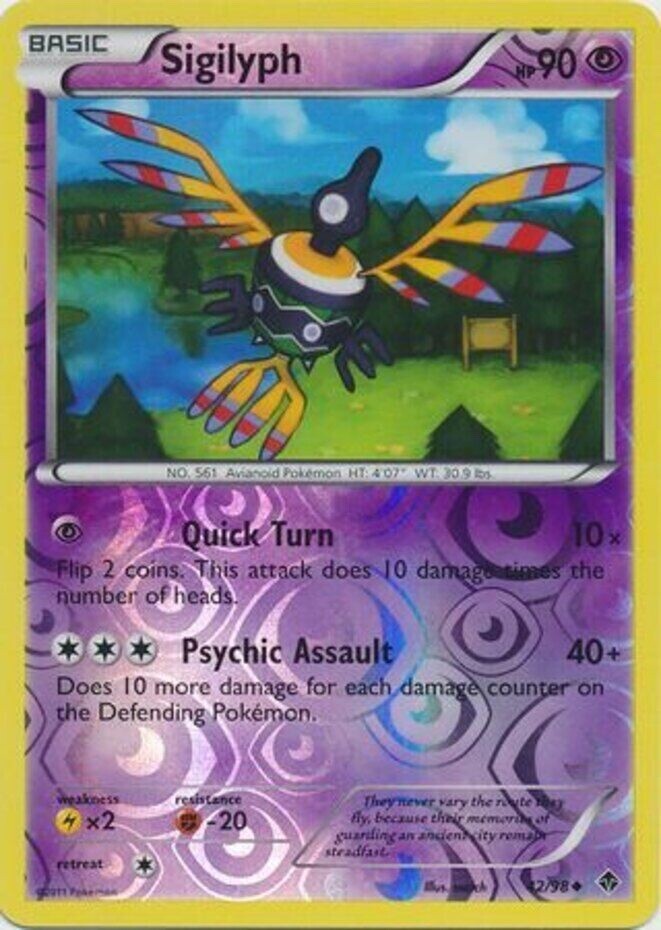 Pokemon - Sigilyph - 42/98 - Emerging Powers - Reverse Holo - NM/M