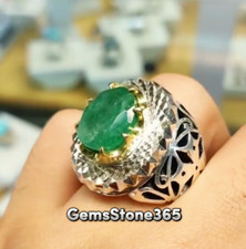 Original Emerald Ring for Men 925 Sterling Silver Ring Beautiful Emerald Ring