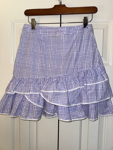 LILLY PULITZER Rosalie GINGHAM PLAID TIERED RUFFLE LAVENDER Purple SKIRT Size 2