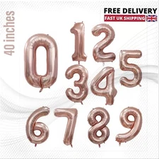 40" Inch Big Foil Number Balloon Rose Gold Age 0-9 Helium Air Balloons Birthday