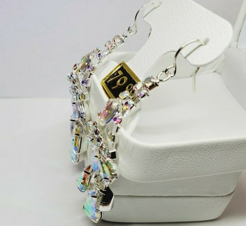 Crystals By Swarovski Opal Chandelier Earrings Sterling Silver Overlay Gorgeous! - Picture 4 of 5