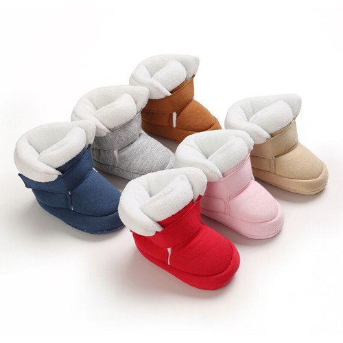 Baby Boys Girls Pram Shoes Toddler Faux Fur Boots Child Winter Snow Warm Booties - Picture 3 of 39