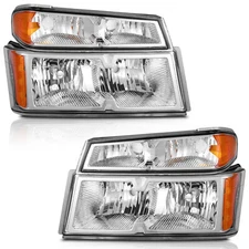 For 2004-2012 Chevy Colorado GMC Canyon Clear Lens Chrome Headlights Left+Right