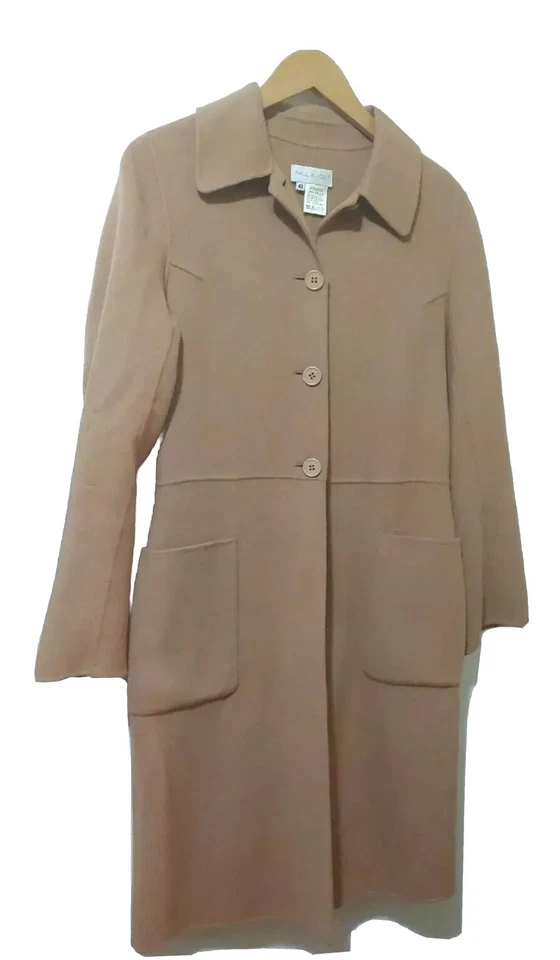Abrigo Paul & Joe Mujer 40 Mezcla de Lana Trench Bronceado Botón Bolsillos Delanteros Cuello Foto 2 de 4