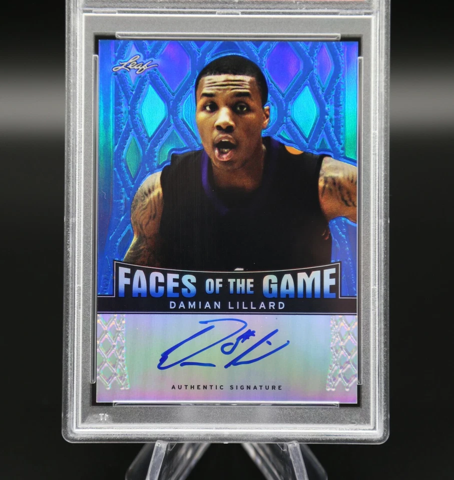 2012 Leaf Metal DAMIAN LILLARD Faces of the Game Blue /25 Auto RC PSA 9 Mint 🔥 - Image 3 of 4