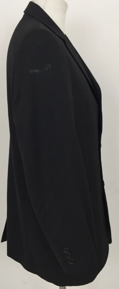 Chaqueta de Traje para Hombre Ben Sherman Talla 38" Negra Forrada a Rayas Usada F1 Foto 4 de 4