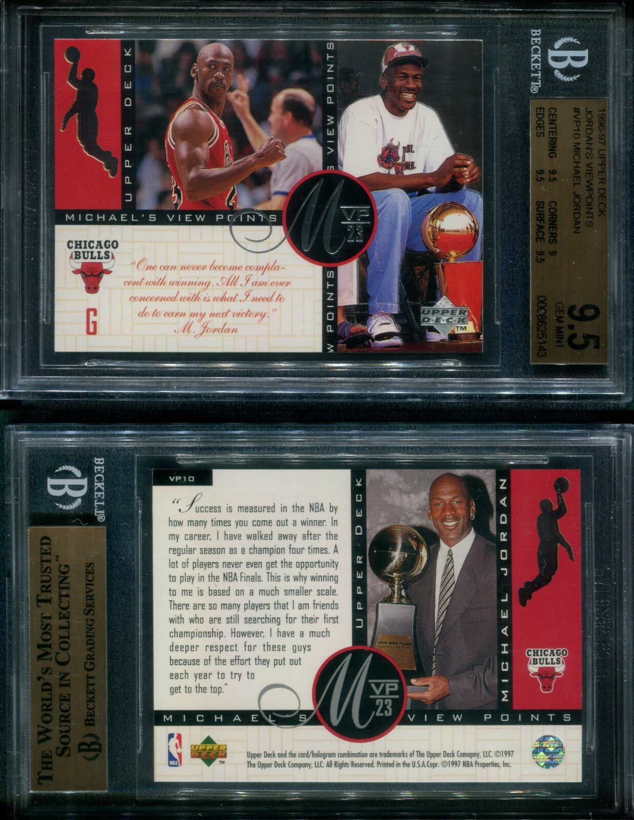 BGS 9.5 1996 Upper Deck Jordan's Viewpoints #VP10 Michael Jordan POP11 G00 4097