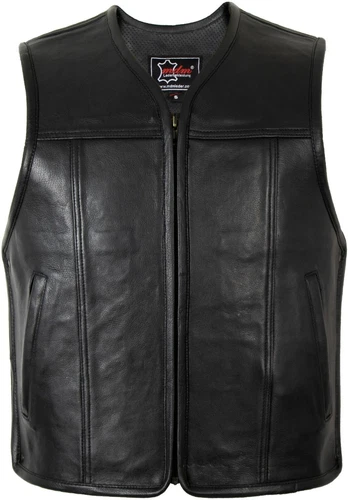 Leather Vest Cowl Interior and Exterior Genuine Cowhide Leather Sides Expandable Biker