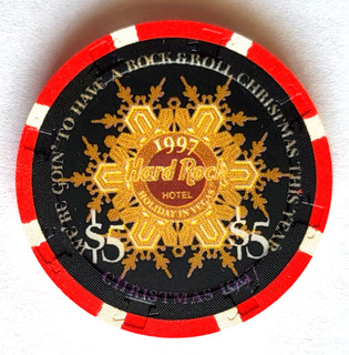 $5 Hard Rock "CHRISTMAS / 1997" Uncirculated LAS VEGAS Casino Chip