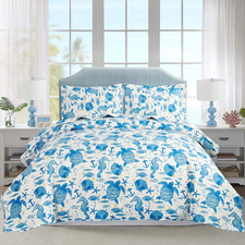 Ocean Quilt Sets King Size Summer Bedspread Beach Bedding Set Lightweight Coverl