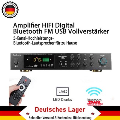 HiFi Stereo Vollverstärker 600W Digital Amplifier mit FM Radio & Bluetooth 4.2