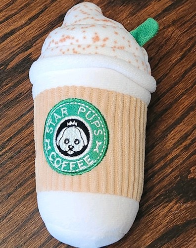 Star Pups Coffee Dog Toy Plush Pup’kin Spice Latte Squeaker Crackle