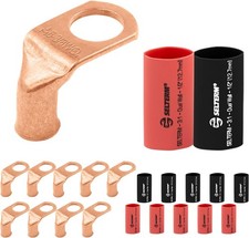 10pcs 6 AWG 3/8 Wide Pad Stud 90 Bent Battery Lugs Ring Terminal Connectors