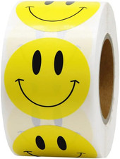 Happy Face Circle Dots Paper Labels Reward Stickers - Teachers Stickers, 500 Pie